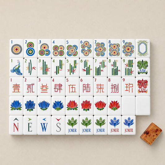 Luxury American Mahjong Set – Premium Acrylic Tiles with Burl Wood Finish | Complete Mahjong Game Set | Gift for Mahjong Lovers