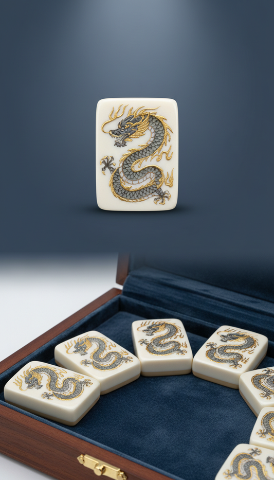 Hand-Painted Dragon Tile with Gold Detailing