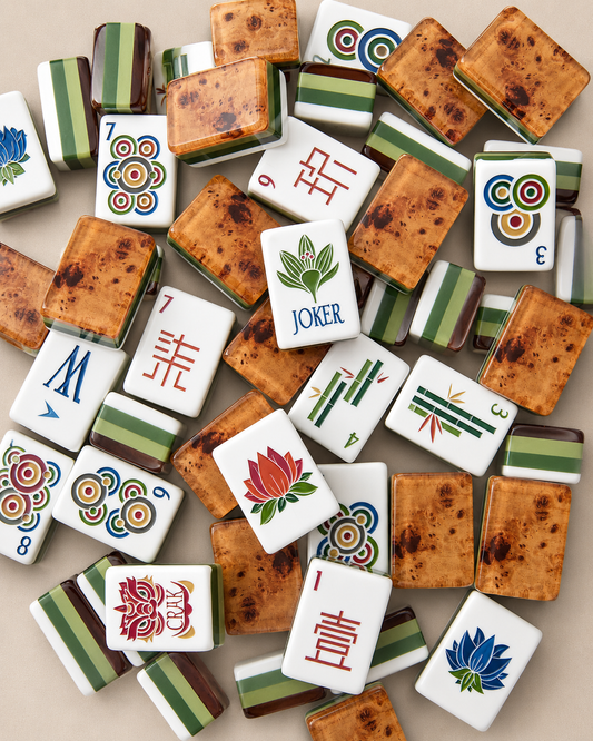 Luxury American Mahjong Set – Premium Acrylic Tiles with Burl Wood Finish | Complete Mahjong Game Set | Gift for Mahjong Lovers